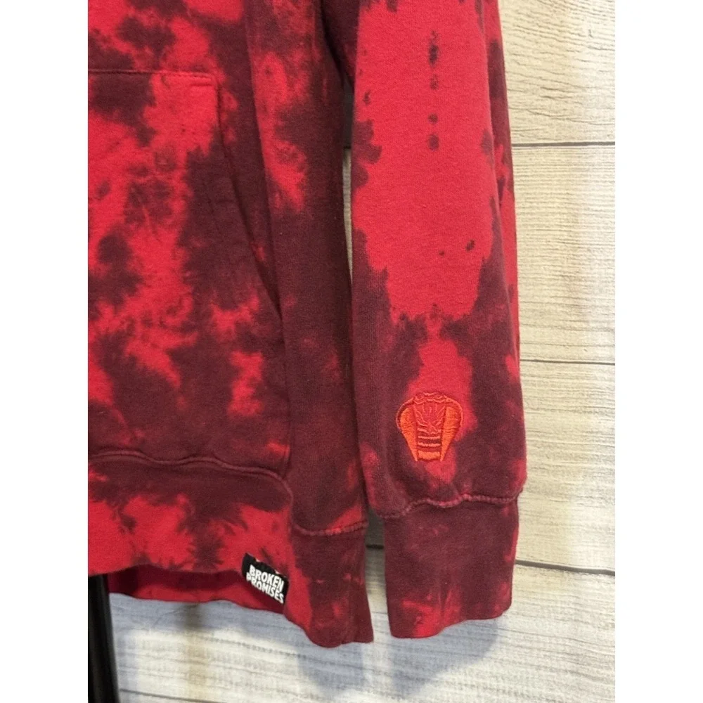 Broken Promises Pullover Hoodie Size M Red Black Tie Dye Rose Graphic